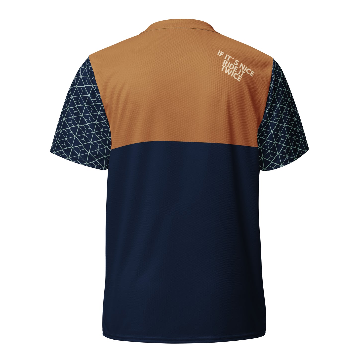 Trailhunter-bikewear-navy-Braun-unisex-jersey-fahrradtrikot-kurzarm-recycled-unisex-sports-jersey-back,Mtb Trikot,kurzarmtrikot