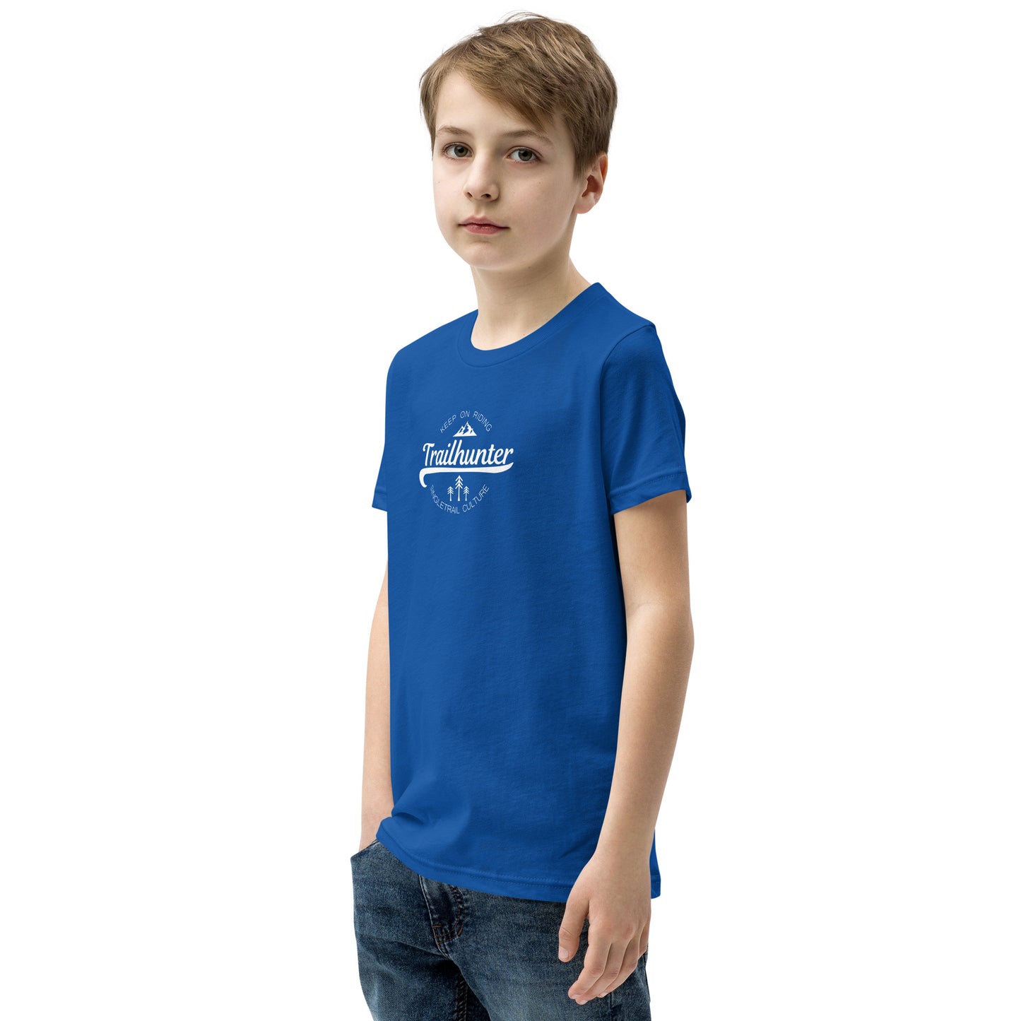 Trailhunter Product mockup youth tshirt royal blue