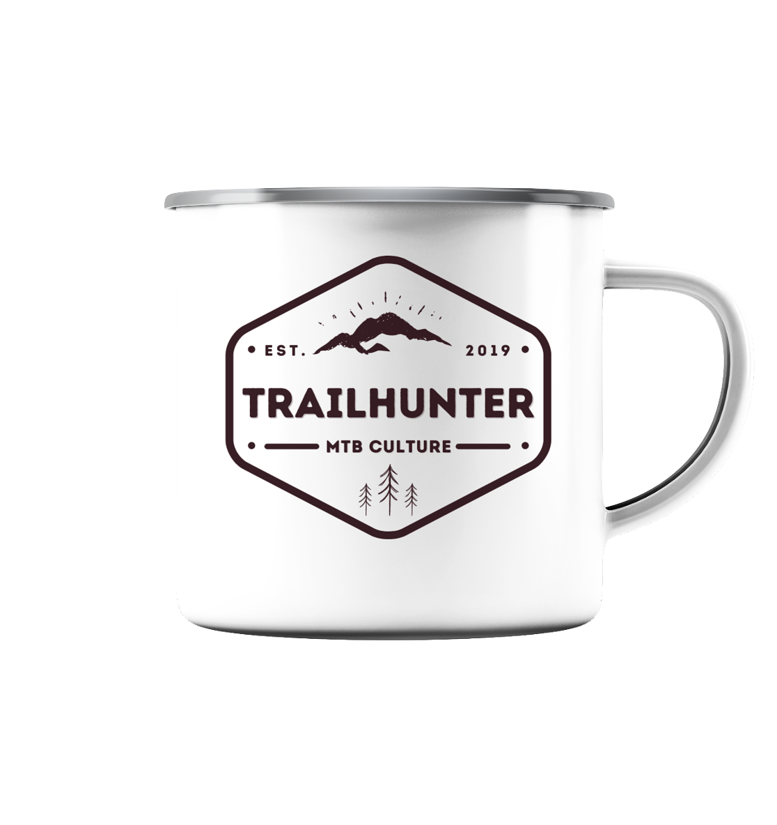 Trailhunter Badge black - Emaille Kaffetasse