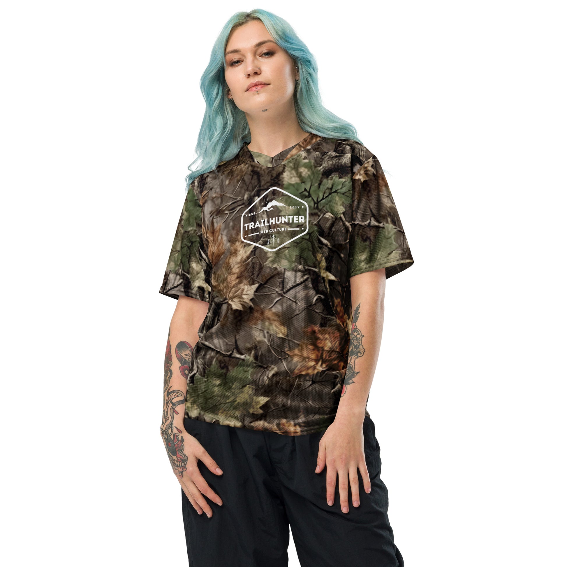 Trailhunter-bikewear-Tree_camo_real-unisex-jersey-fahrradtrikot-kurzarm ,unisex Trikot ,realtree,Camp ,camping,Mountainbike 