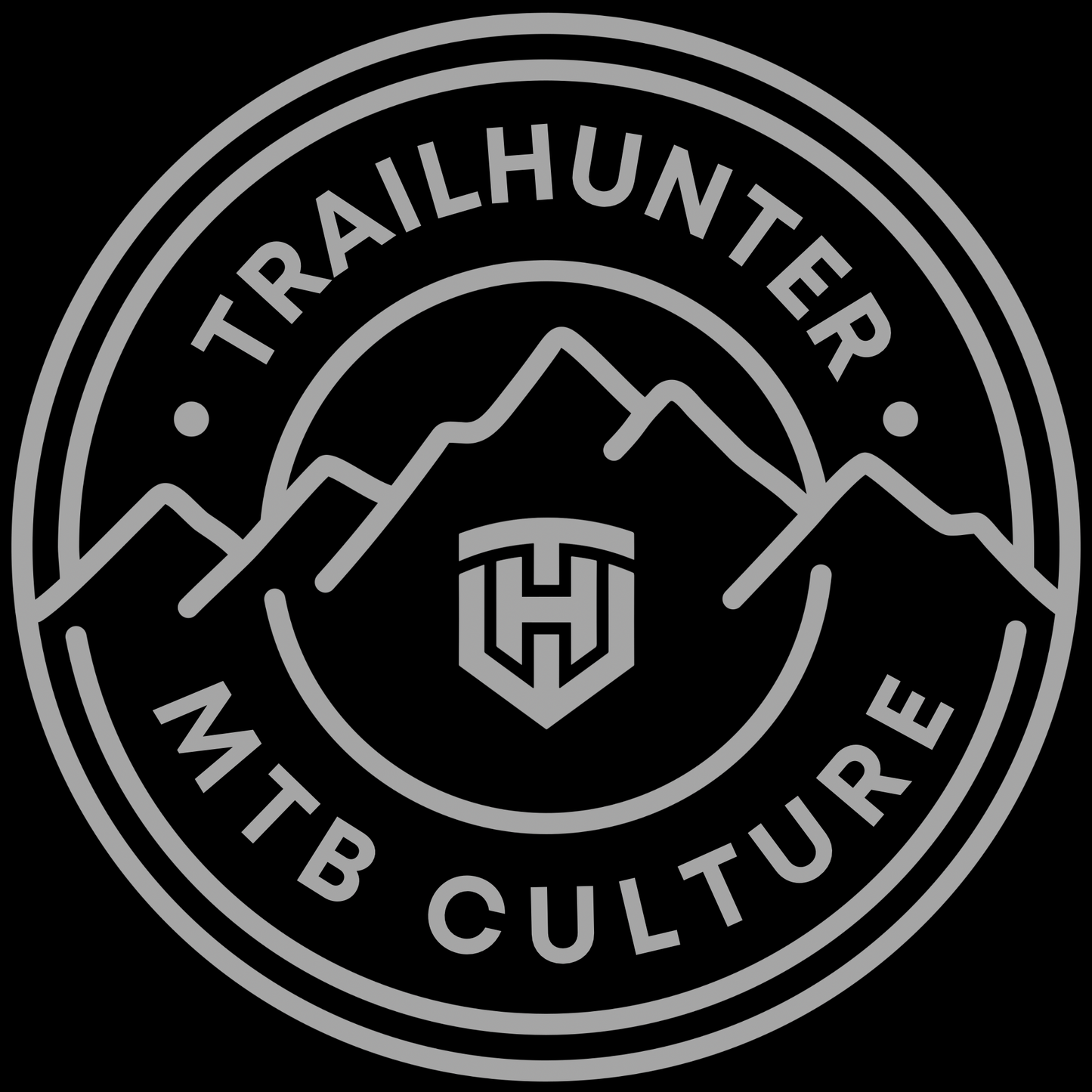 Trailhunter MTB Culture Sticker ,grau auf schwarz. Camper- Van Kfz Dekor 